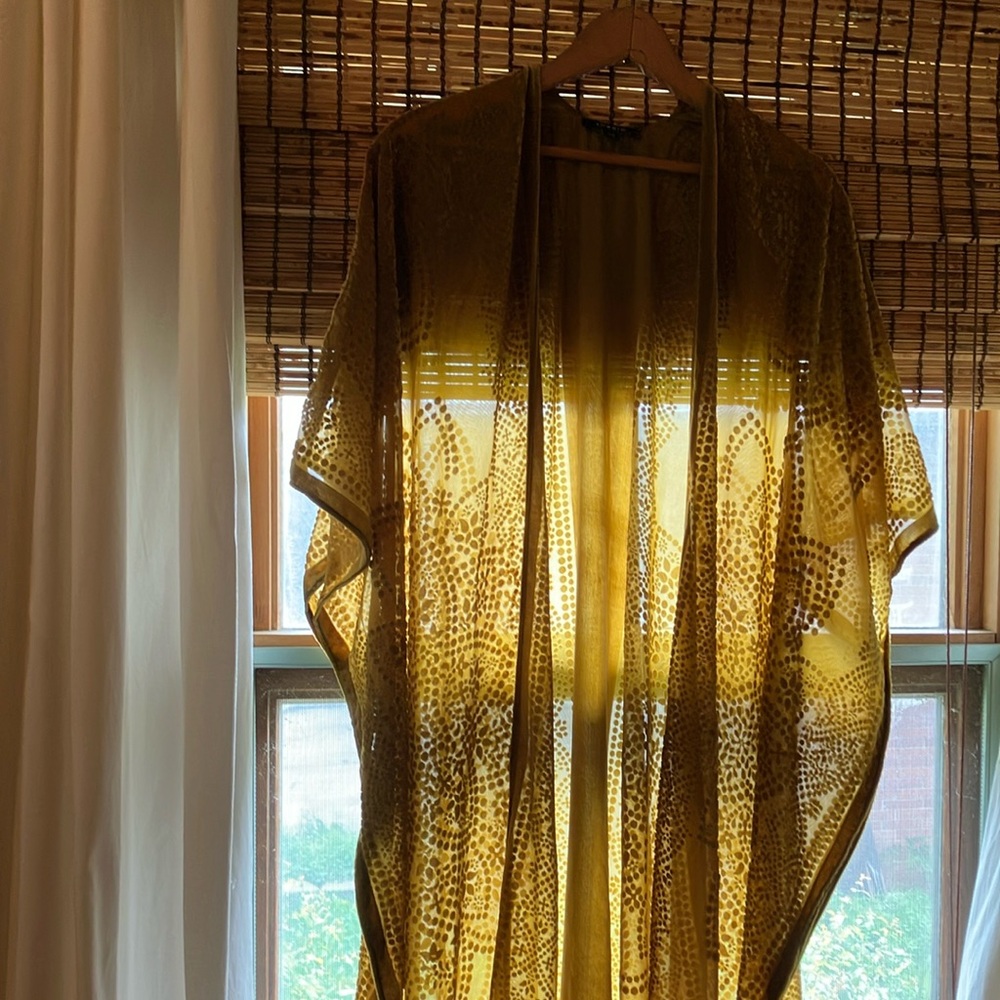 Elegant Gold Sheer Kimono